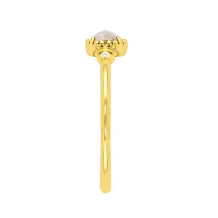 0.45ct Rose Cut Salt and Pepper Diamond Tiara Ring Set | 18K Yellow Gold