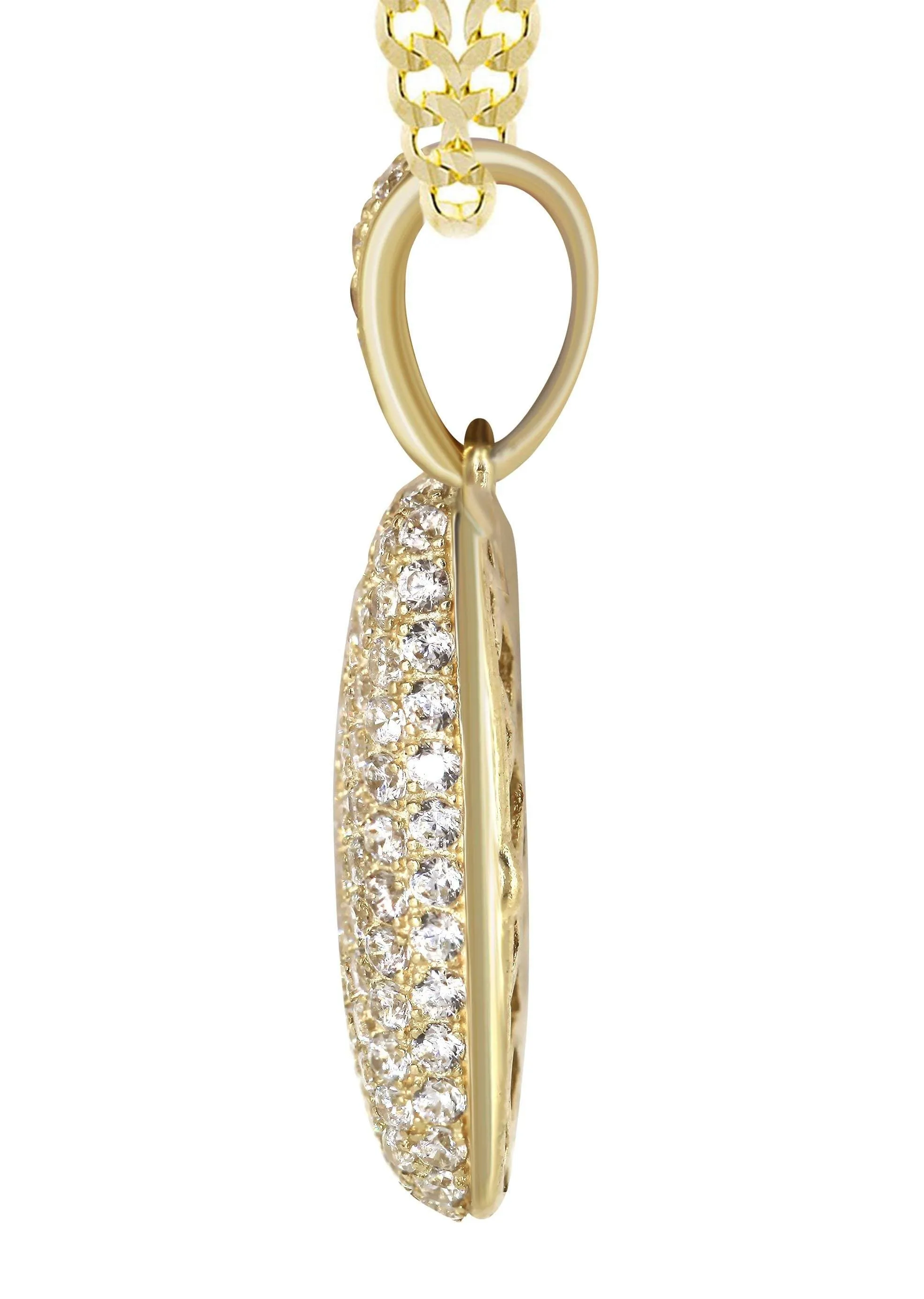 10K Yellow Gold Bubble Letter "M" CZ Necklace | Appx. 14.9 Grams