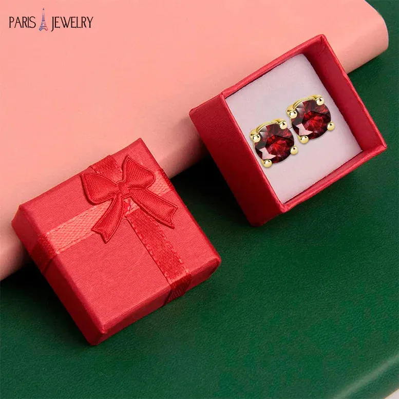 10k Yellow Gold Plated 4 Ct Round Created Ruby Sapphire Stud Earrings