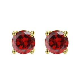 10k Yellow Gold Plated 4 Ct Round Created Ruby Sapphire Stud Earrings