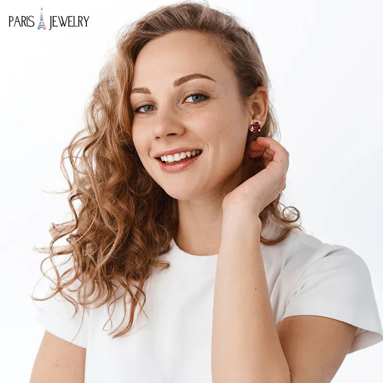 10k Yellow Gold Plated 4 Ct Round Created Ruby Sapphire Stud Earrings