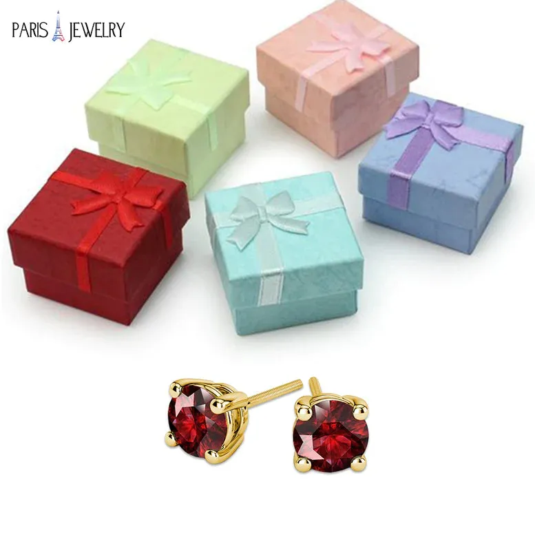 10k Yellow Gold Plated 4 Ct Round Created Ruby Sapphire Stud Earrings