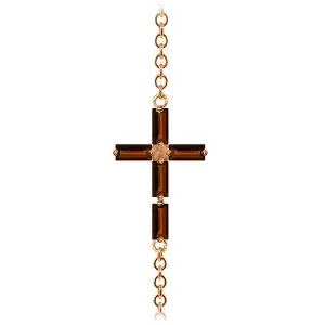 1.15 Carat 14K Solid Rose Gold Cross Baguette Garnet Bracelet