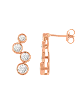 14ct Rose Gold Diamond Drop Earrings - 783605