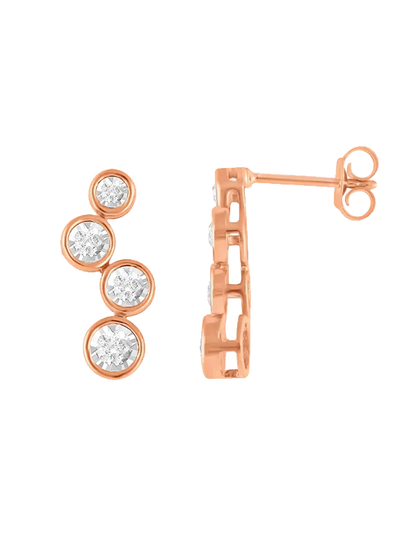 14ct Rose Gold Diamond Drop Earrings - 783605