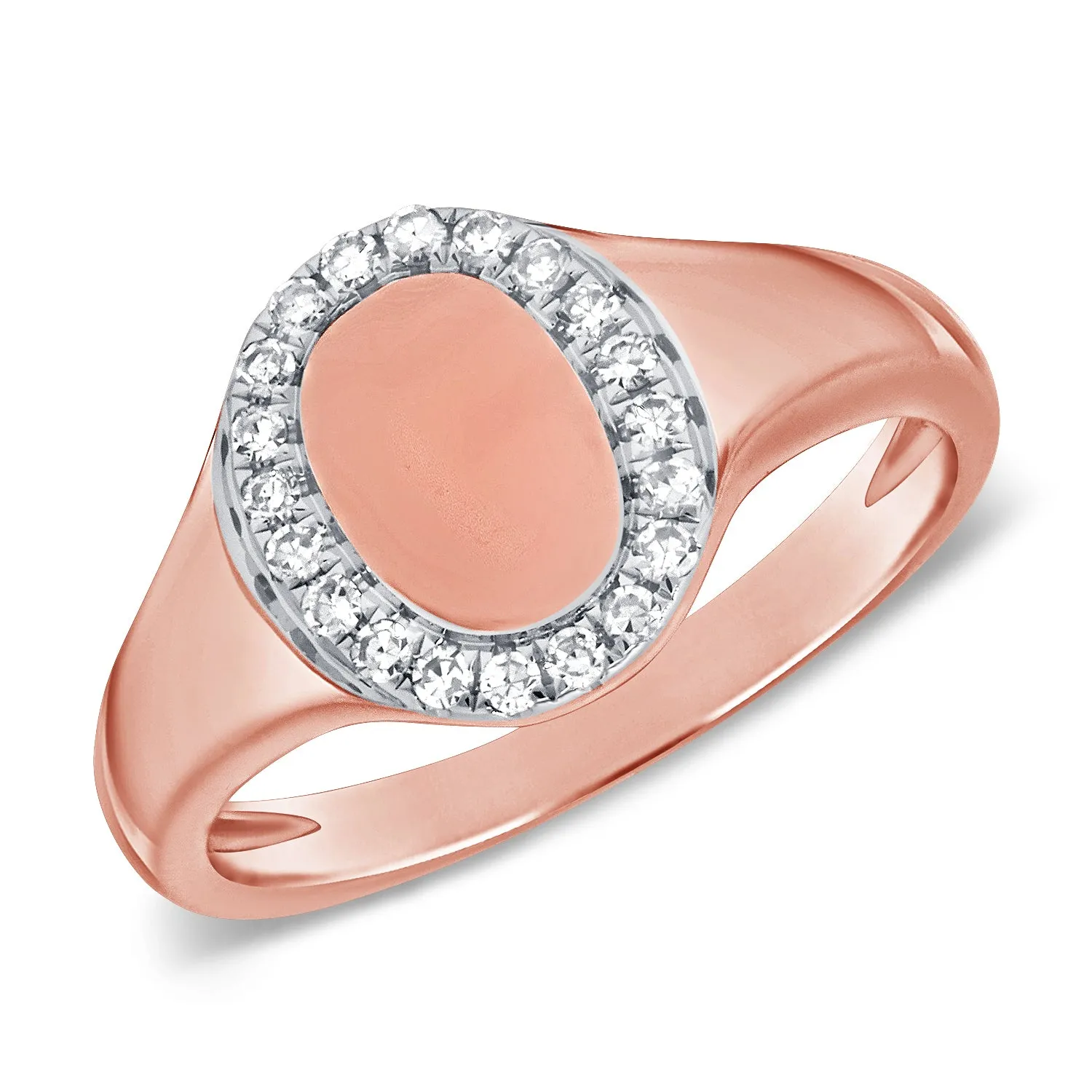 14k Gold & Diamond Oval Pinky Ring - 0.10ct