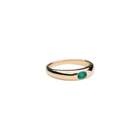 14k Gold Thin Emerald Dome Ring