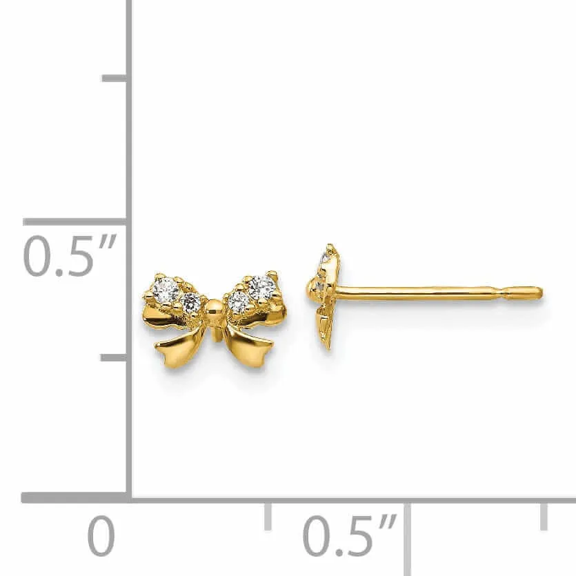14k Madi K CZ Childrens Bow Post Earrings