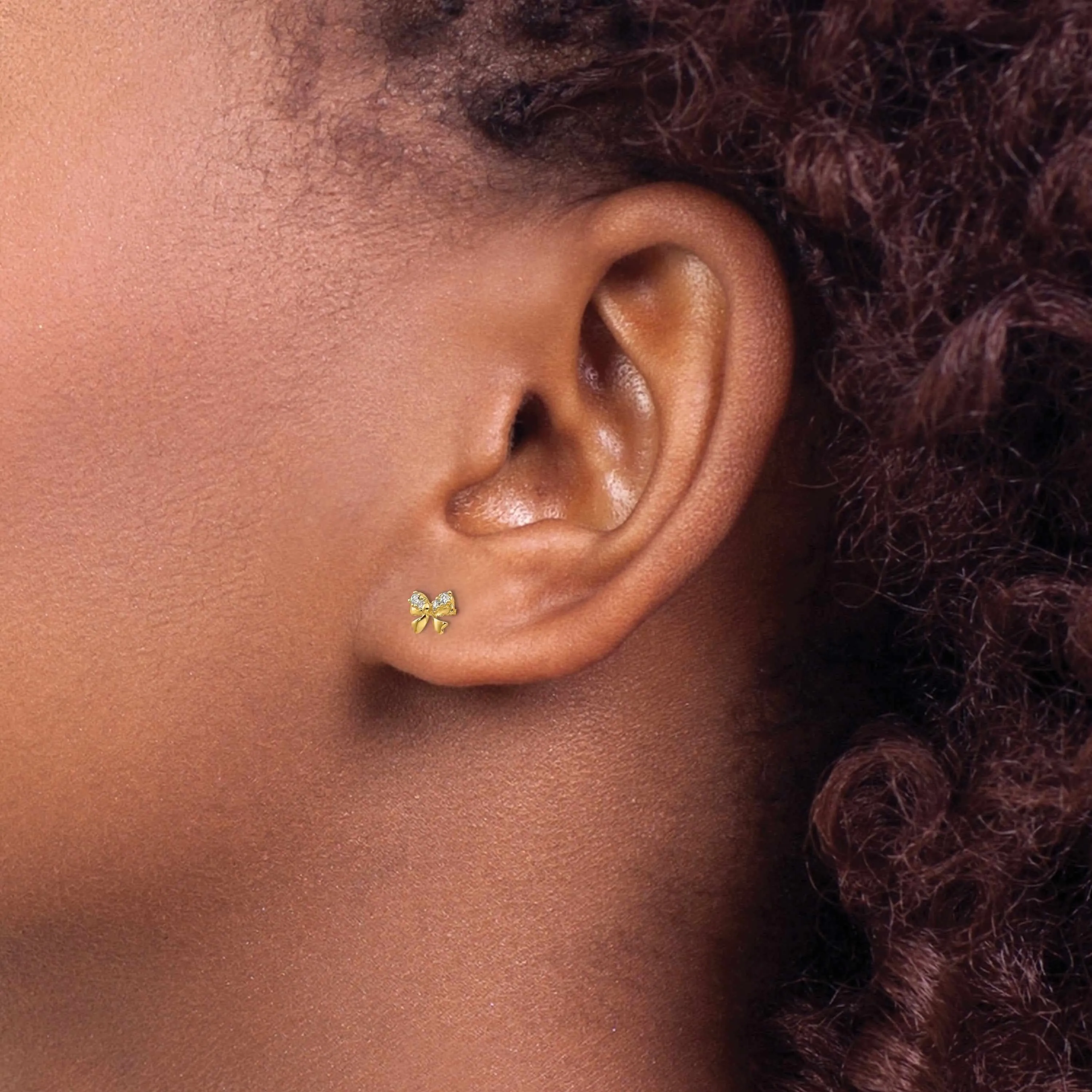 14k Madi K CZ Childrens Bow Post Earrings