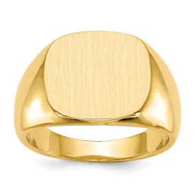14k Yellow Gold Men's Solid Brushed Signet Ring