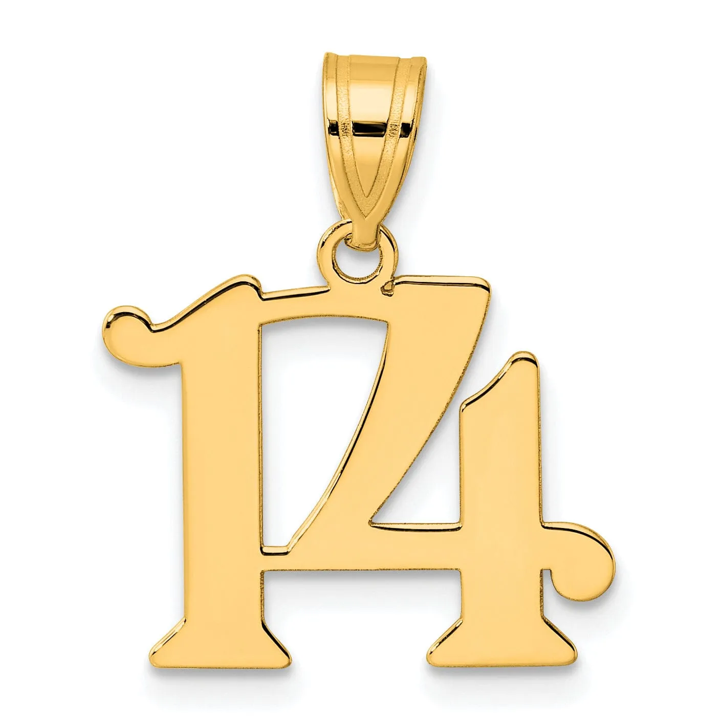 14k Yellow Gold Polished Finish Number 14 Charm Pendant