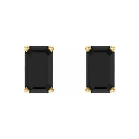 14K Yellow Natural Black Onyx Earrings