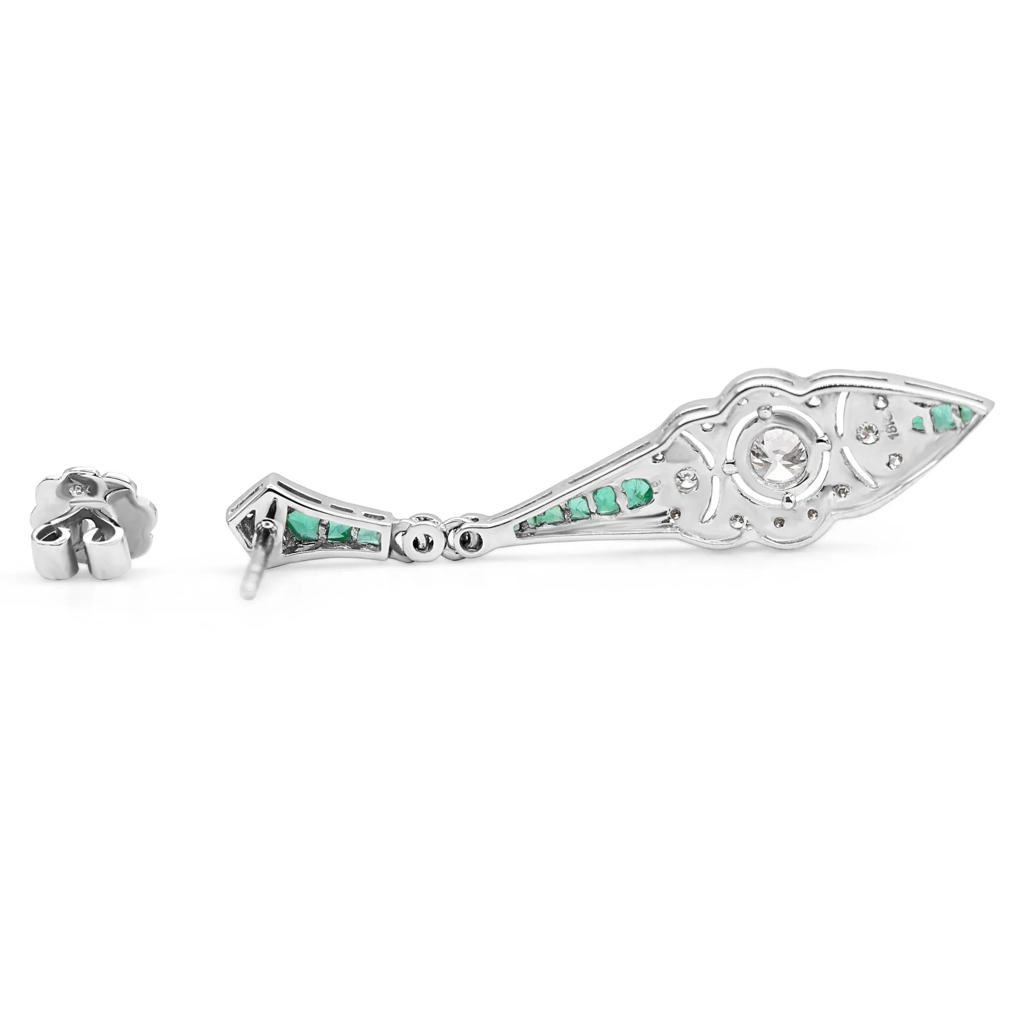 18ct White Gold Emerald Drop Earrings