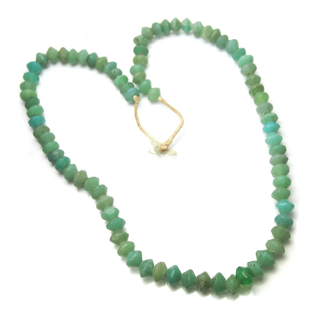 19th Century Bohemian "Vaseline" Glass Diamond Shape Beads / Necklace, C