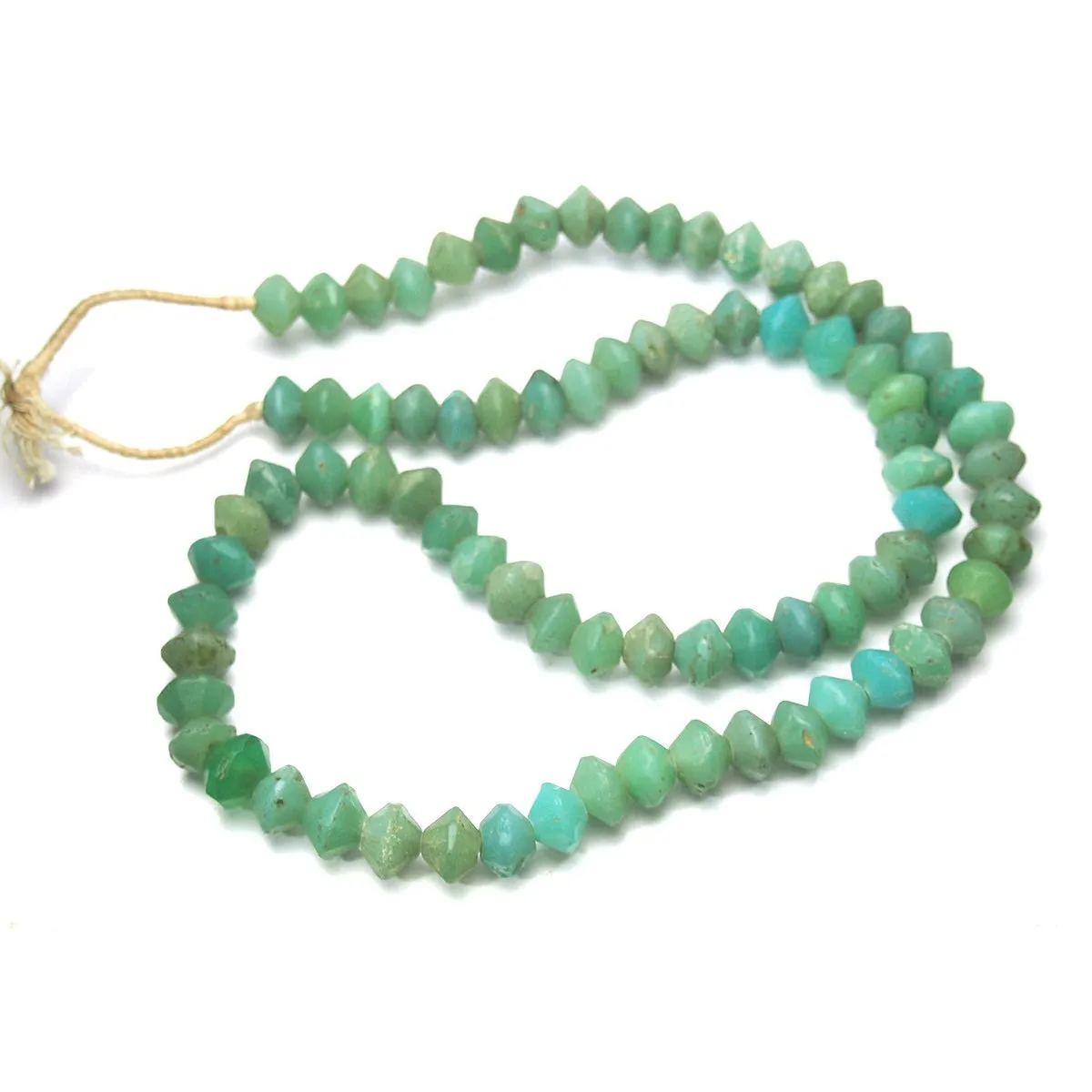 19th Century Bohemian "Vaseline" Glass Diamond Shape Beads / Necklace, C