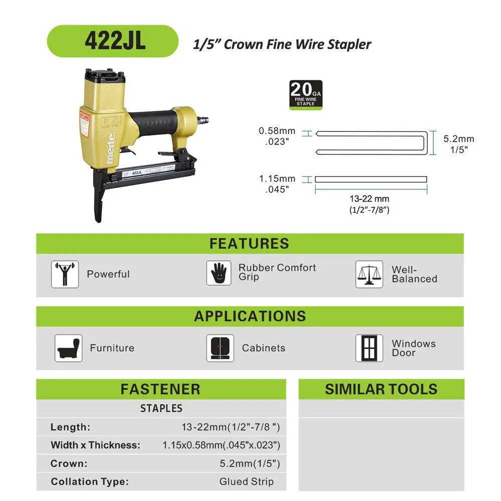 20 Gauge 1/5" Crown 1/2" to 7/8" Long Nose Fine Wire Stapler