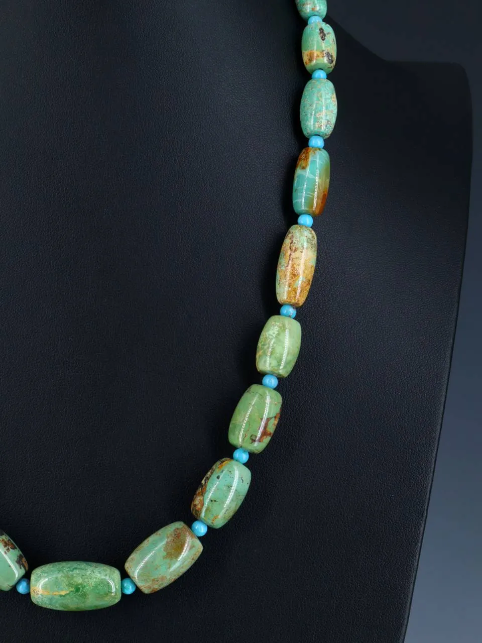 22" Turquoise Barrel Bead Necklace