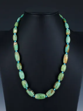 22" Turquoise Barrel Bead Necklace