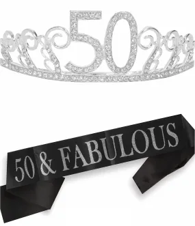 50 Birthday Gifts For Women,50 Bday Decorations For Women,50Th Sash For Women,50Th Tiara