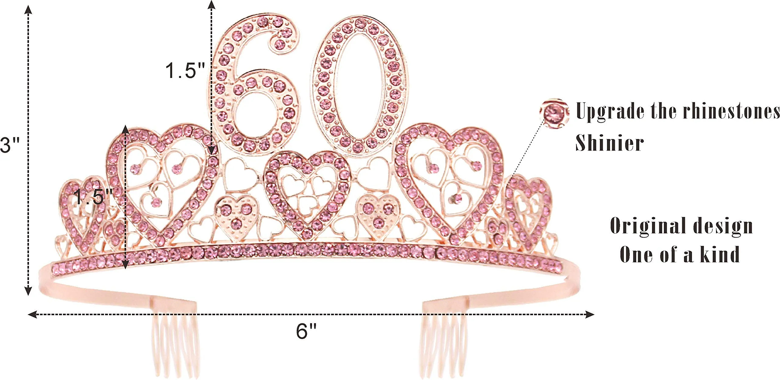 60th Birthday Gifts for Women, 60th Birthday Crown and Sash for Women, 60th Birthday