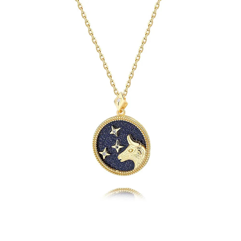 925 Silver Blue Sand Lucky Taurus Necklace