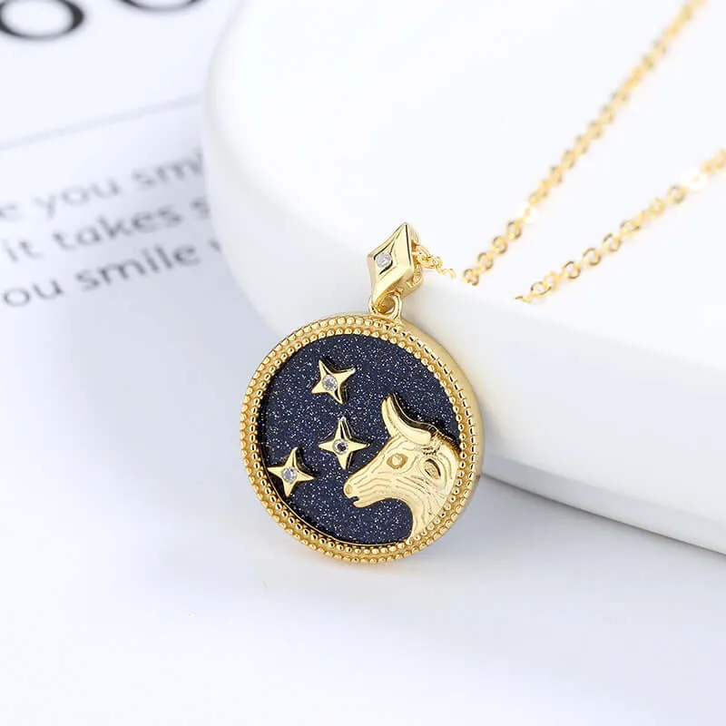 925 Silver Blue Sand Lucky Taurus Necklace