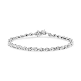 .925 Sterling Silver 1/10 Cttw Round-Cut Diamond Pear Link 7.25" Bracelet (I-J Color, I2-I3 Clarity)