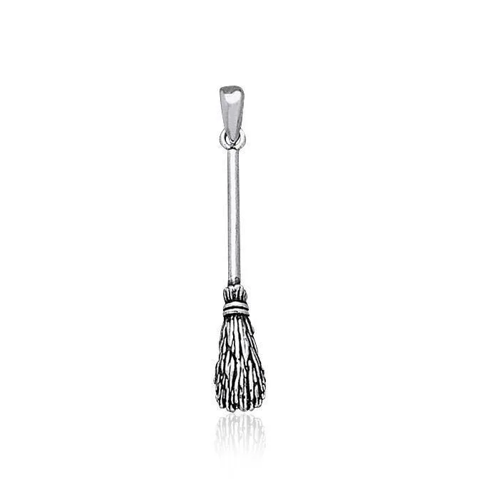 A Classic Wiccan symbol ~ Sterling Silver Broomstick Pendant Jewelry TP1523