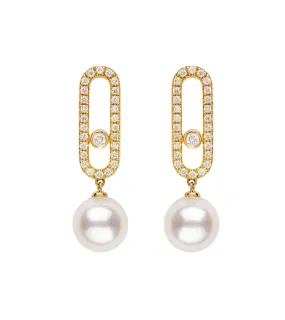 Akoya & Diamond Link Earrings