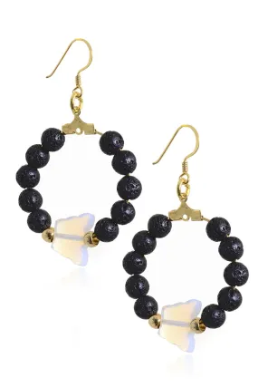 ALBERTO GALLETI BUTTERFLY Moonstone Bead Hoop Earrings