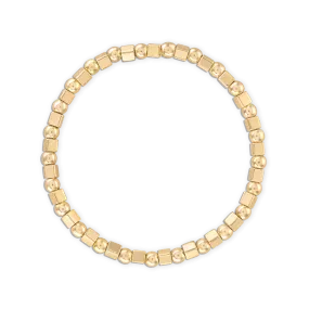 Alexa Leigh - Alternating Square and Round beaded Bracelet in Gold 6.5