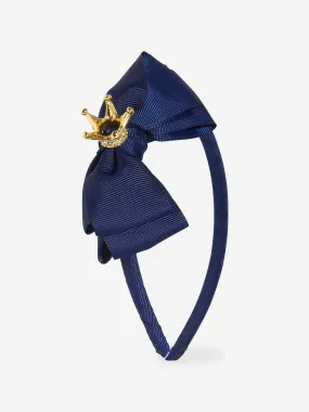 Angels Face Girls Crown Headband in Navy