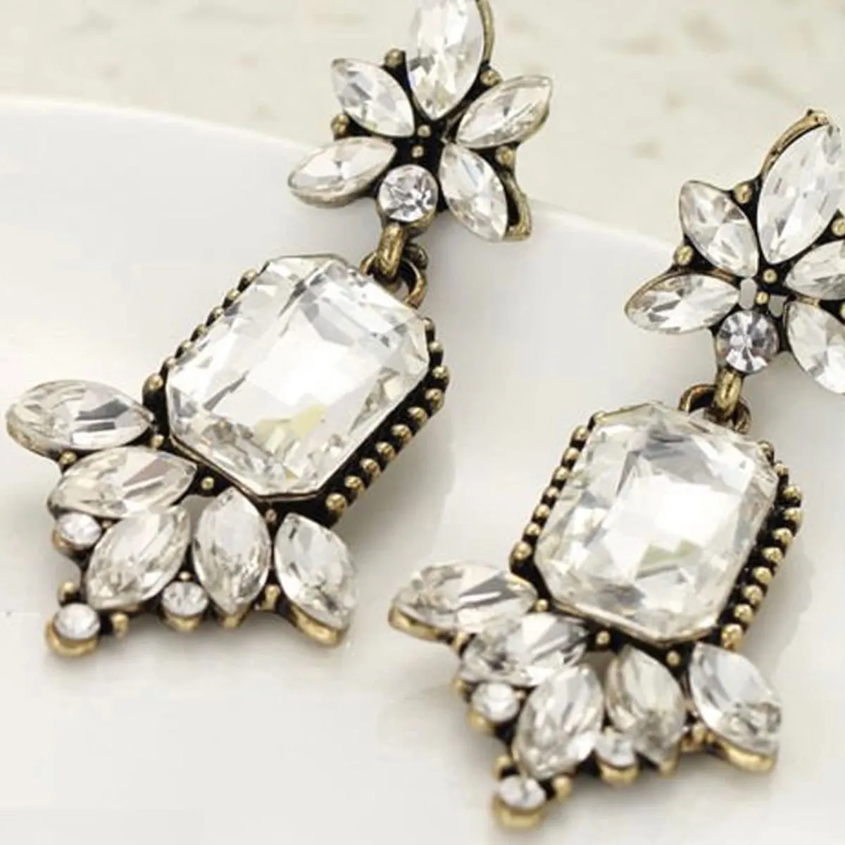 Annalise Art Deco Antique Gold/Silver & CZ Dangle
