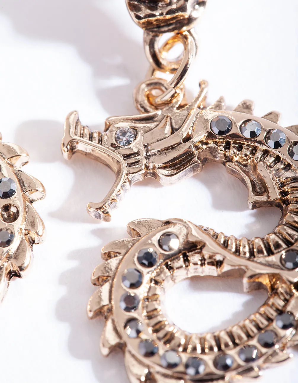Antique Gold Swirl Dragon Earring