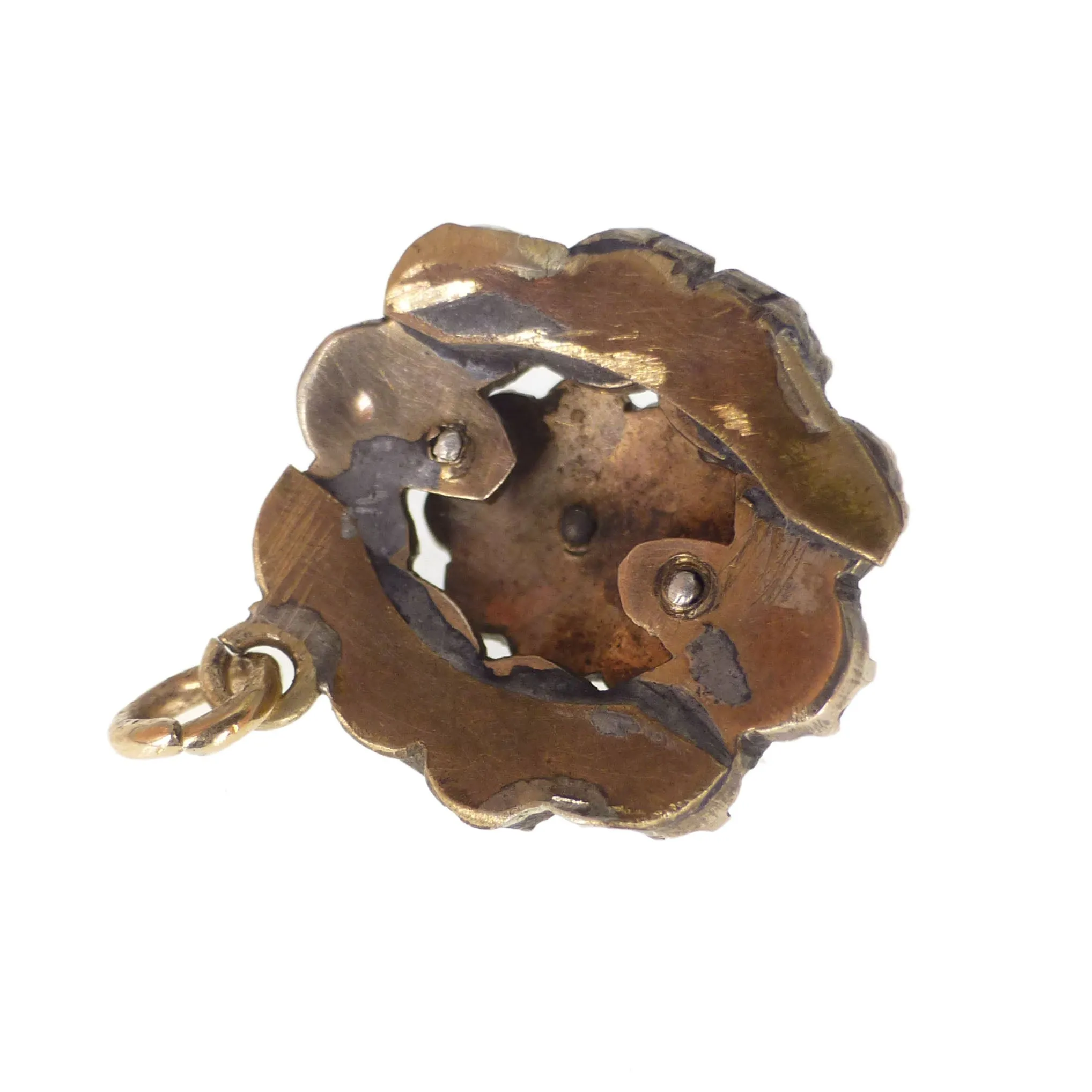 Antique Rose Cut Garnet Charm Pendant