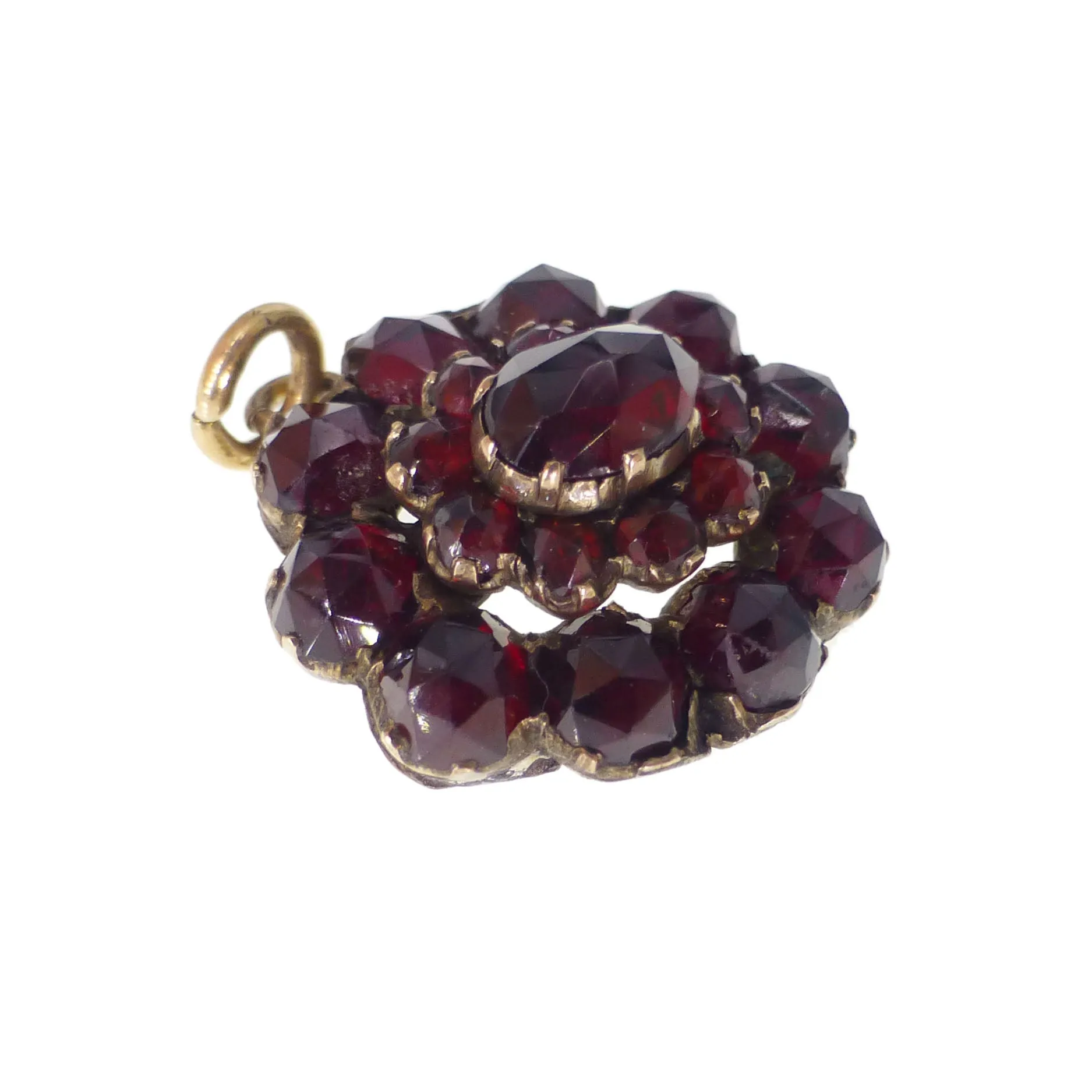 Antique Rose Cut Garnet Charm Pendant