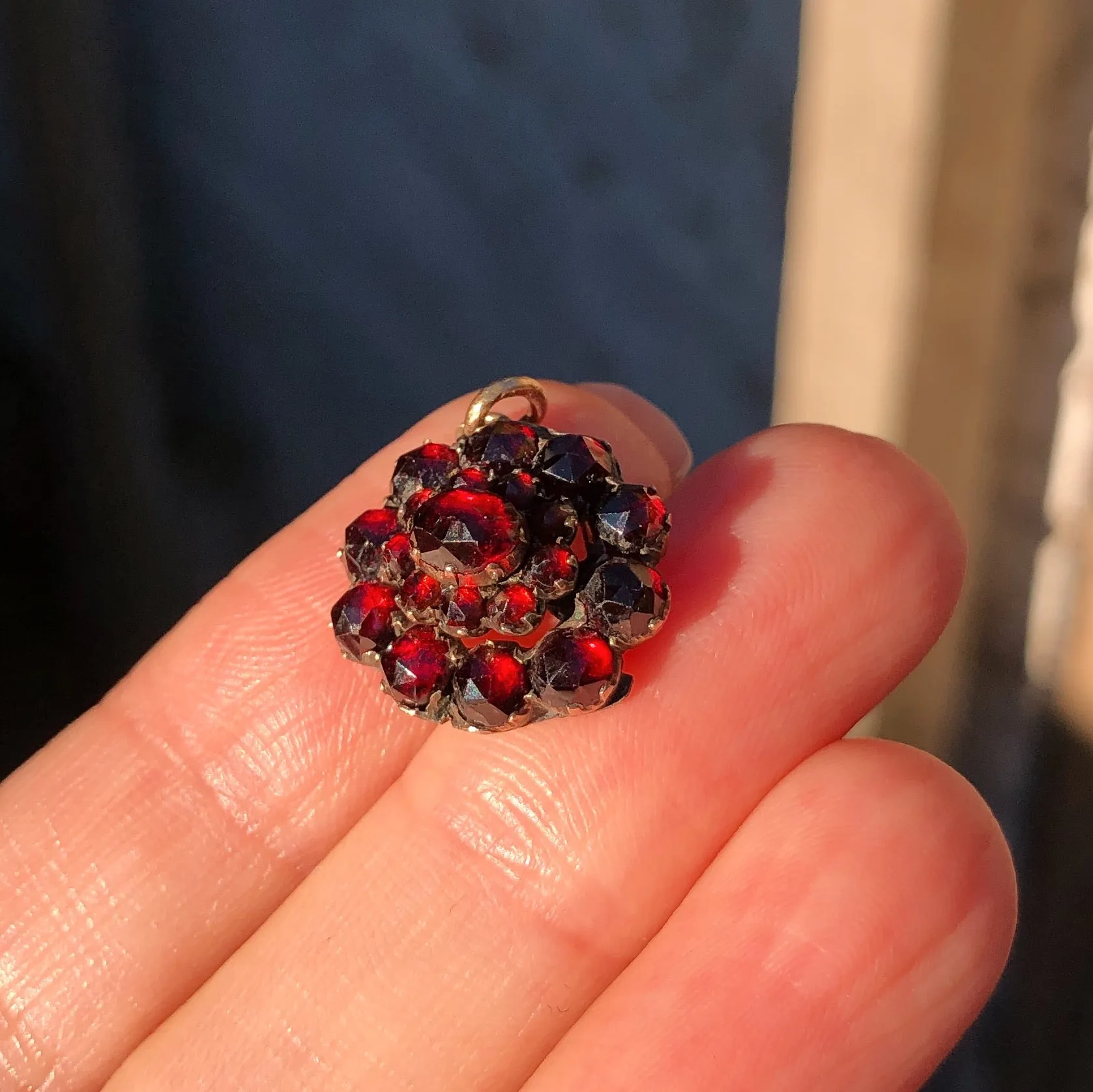 Antique Rose Cut Garnet Charm Pendant