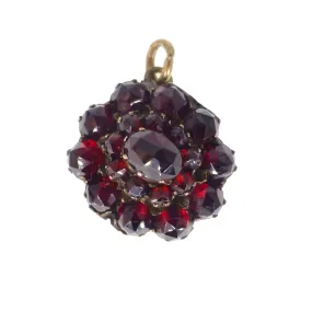 Antique Rose Cut Garnet Charm Pendant