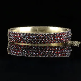 Antique Victorian Garnet Bangle Circa 1880 Bohemian Garnets