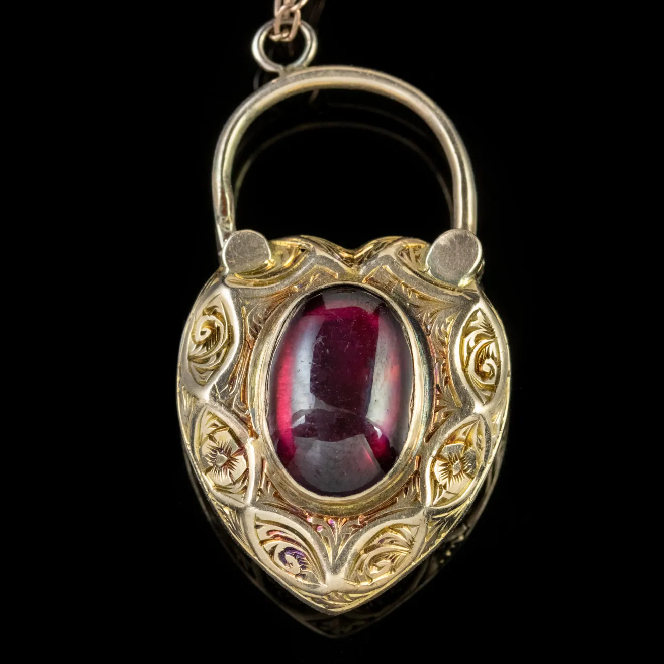 Antique Victorian Garnet Padlock Bracelet 15Ct Gold Circa 1860 Boxed