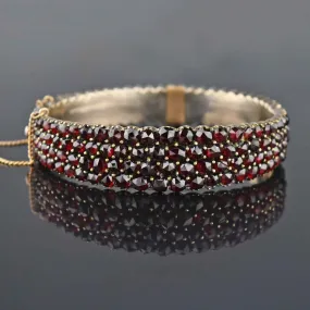 Antique Victorian Wide Rose Cut Garnet Bracelet