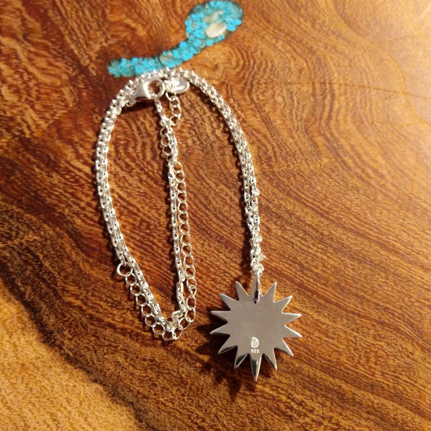 Arizona Sand & Turquoise Sterling Silver Sun Necklace by Dune Jewelry GJ-NKL-0010