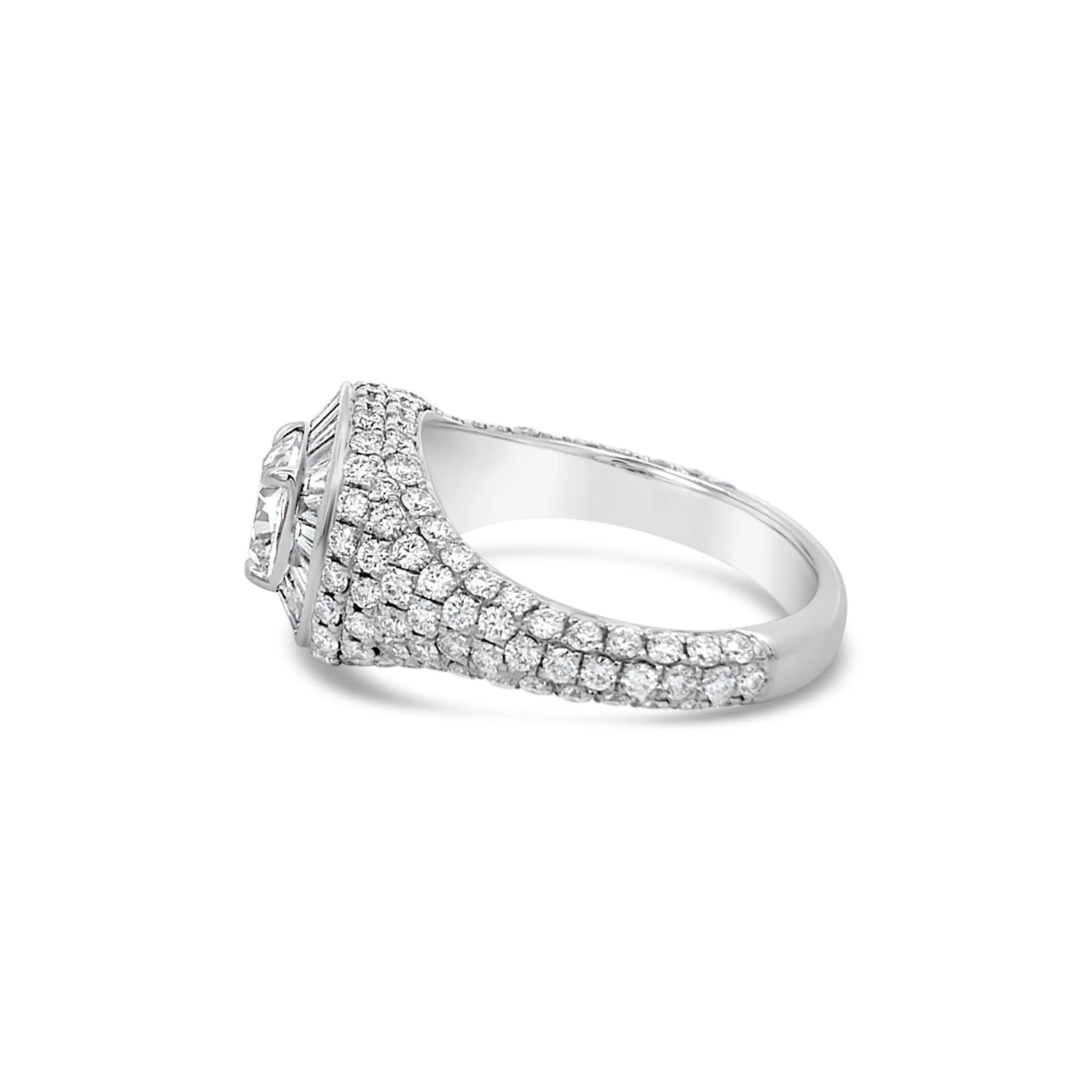 Artisan Sigma Cushion Cut Diamond Signet Ring | 18K White Gold