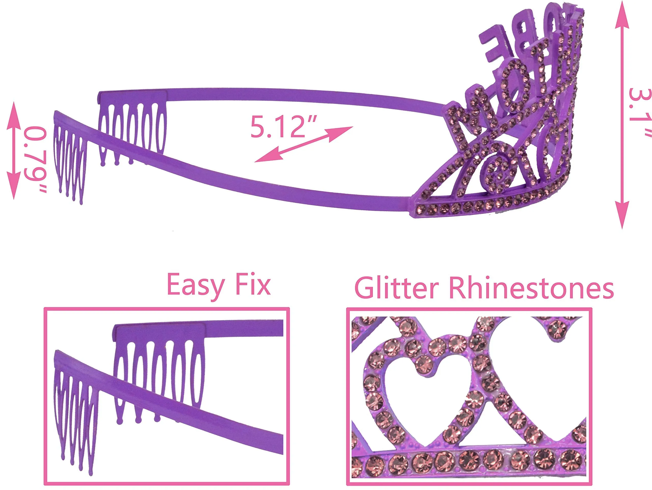 Baby Shower Decorations for Girl, Mommy To Be Tiara Crown Purple, Growing A Princess Sash