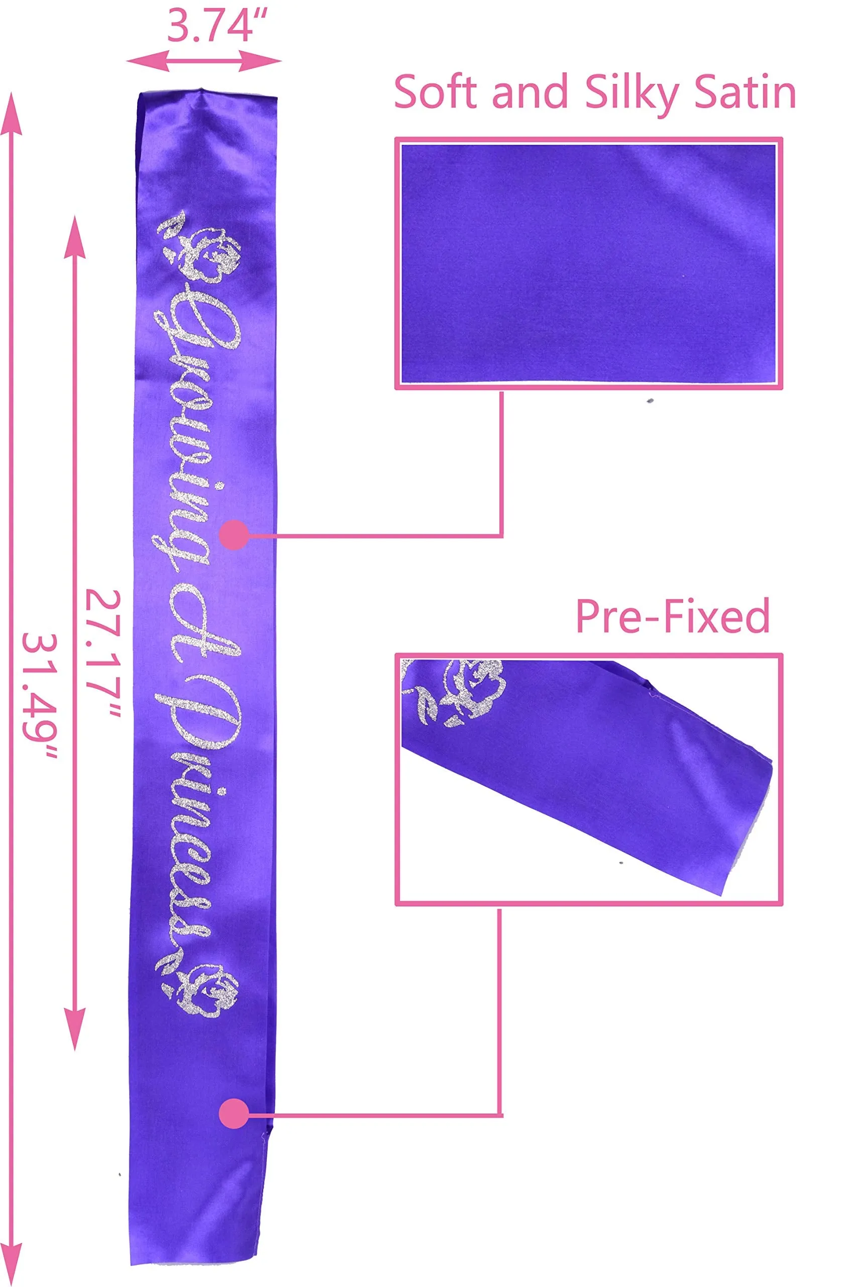 Baby Shower Decorations for Girl, Mommy To Be Tiara Crown Purple, Growing A Princess Sash