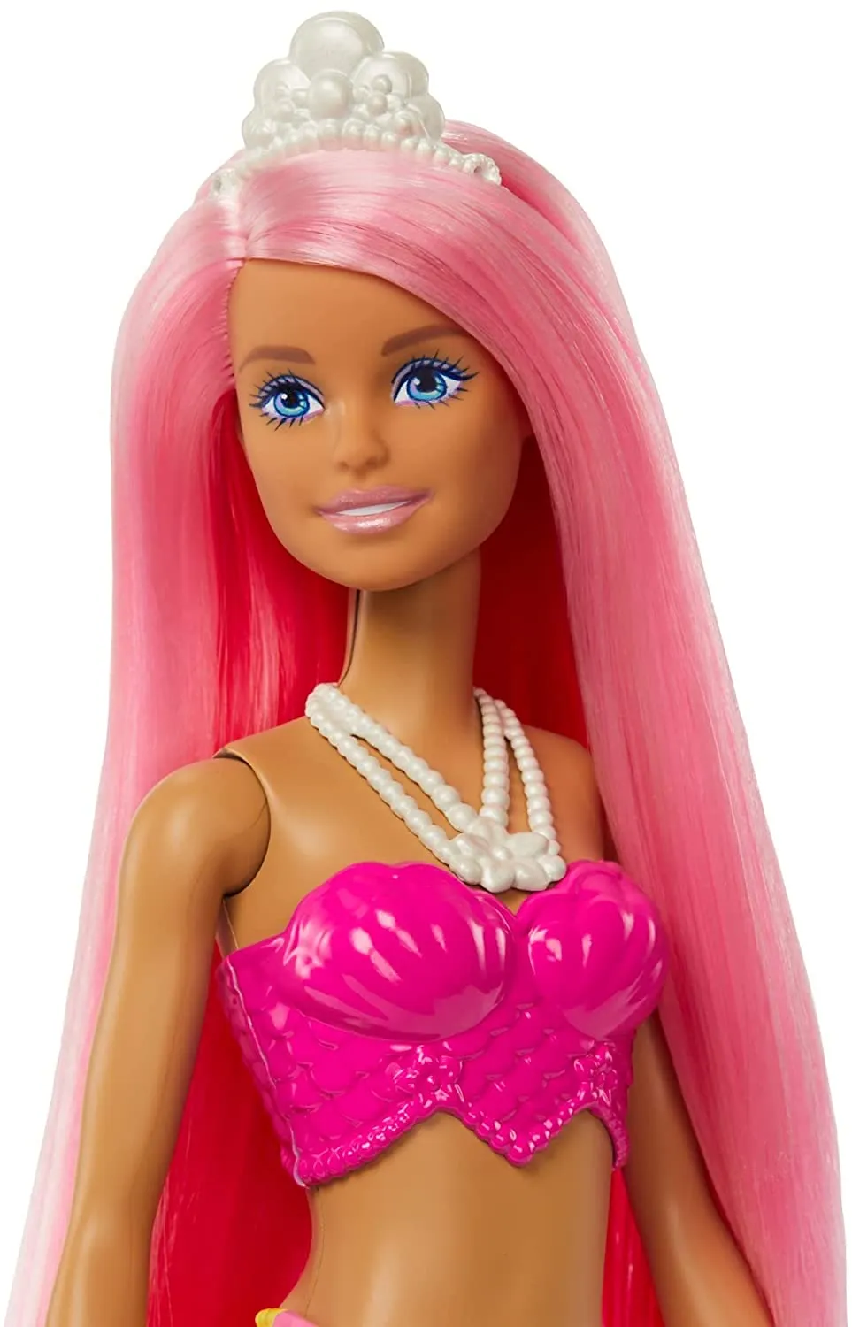 Barbie Dreamtopia Mermaid Doll (Pink Hair) with Pink & Yellow Ombre Mermaid Tail and Tiara, Toy for Kids Ages 3 Yrs & Up