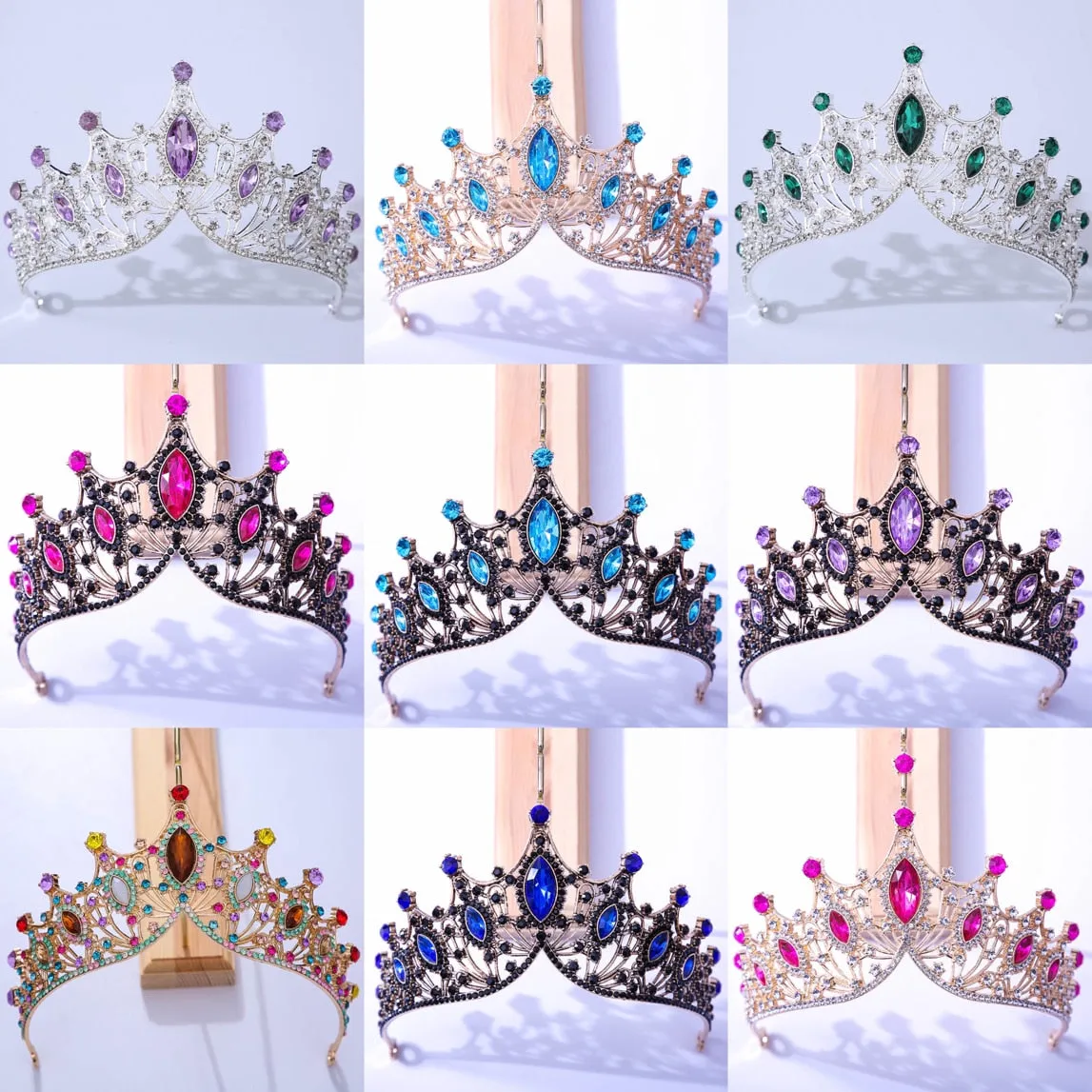 Baroque Vintage Times Crystal Bridal Tiara-Crown for Pageant-Princess-Bride-Quinceanera