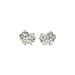 Bau - Silver Swarovski Bridal Cluster Stud Earrings