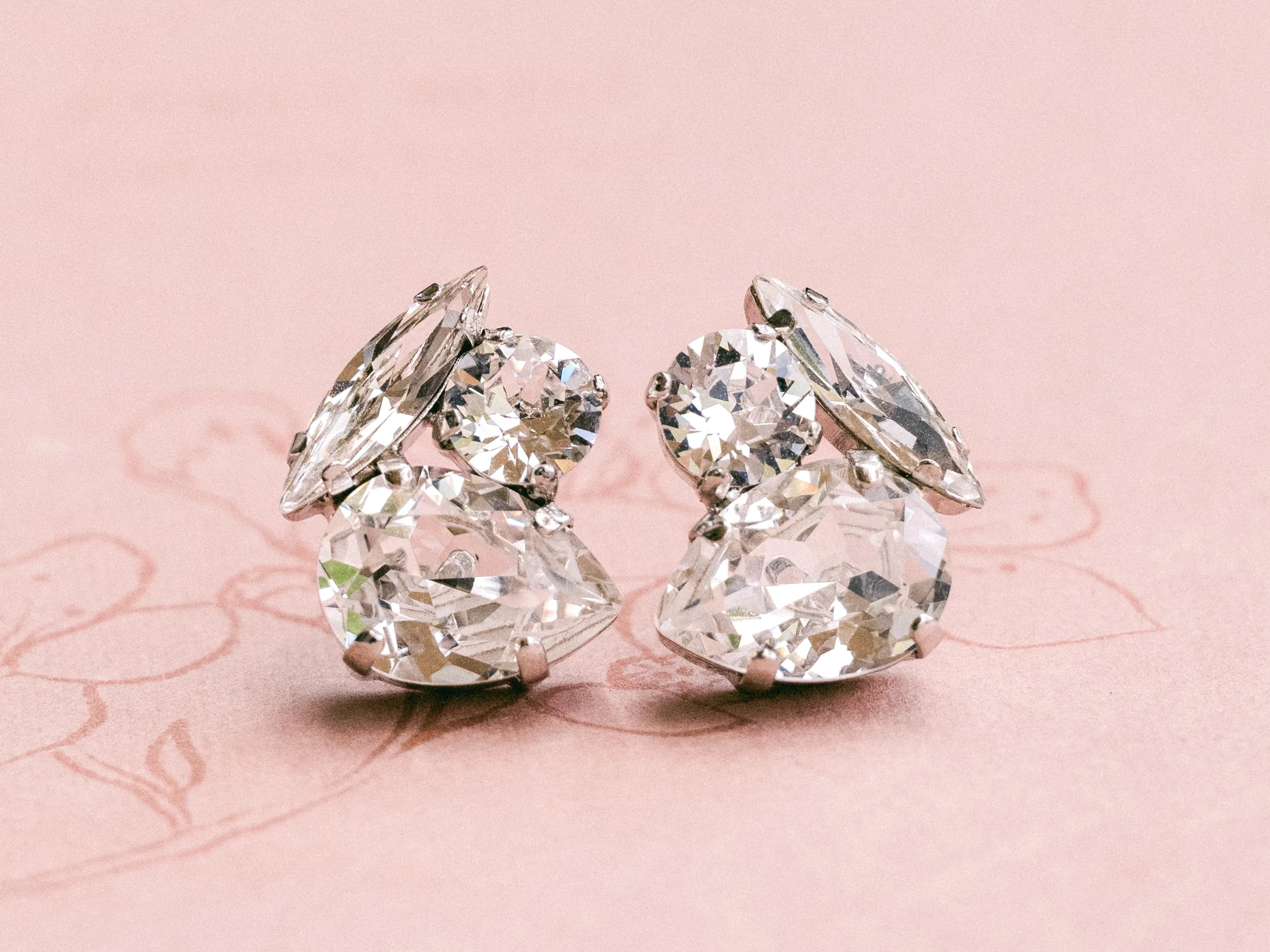 Bau - Silver Swarovski Bridal Cluster Stud Earrings