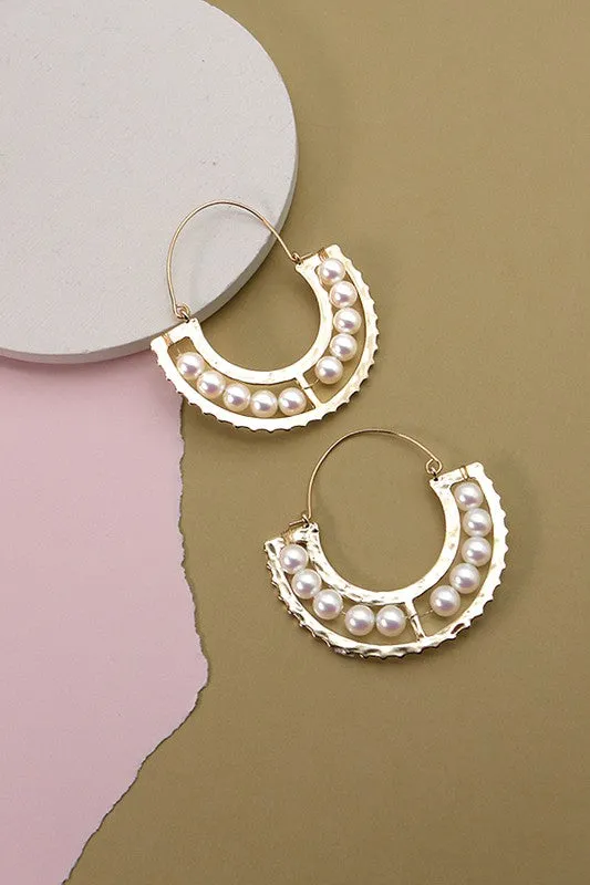 Be The Goddess Pearl Beaded U Hoop Earrings